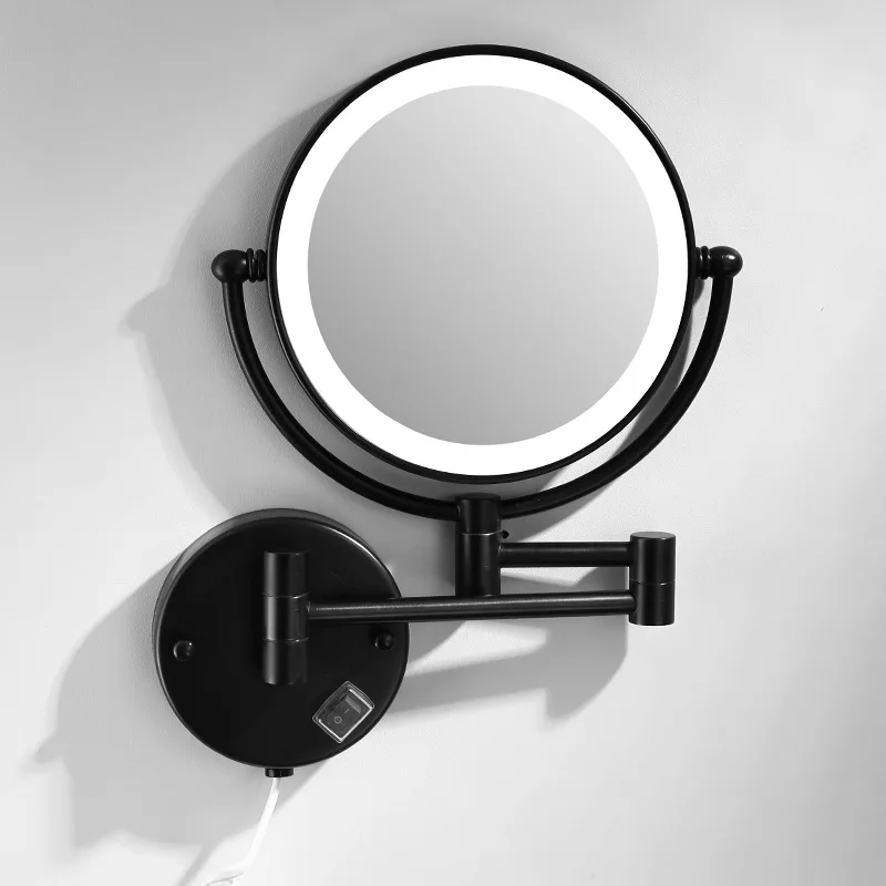 Bathroom Mirror Black Brass Dual Side LED Light Cosmetic Mirror Extending Folding Wall Lamp Magnification 3/5/10X Makeup Mirrors 2