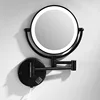 Bathroom Mirror Black Brass Dual Side LED Light Cosmetic Mirror Extending Folding Wall Lamp Magnification 3/5/10X Makeup Mirrors 2