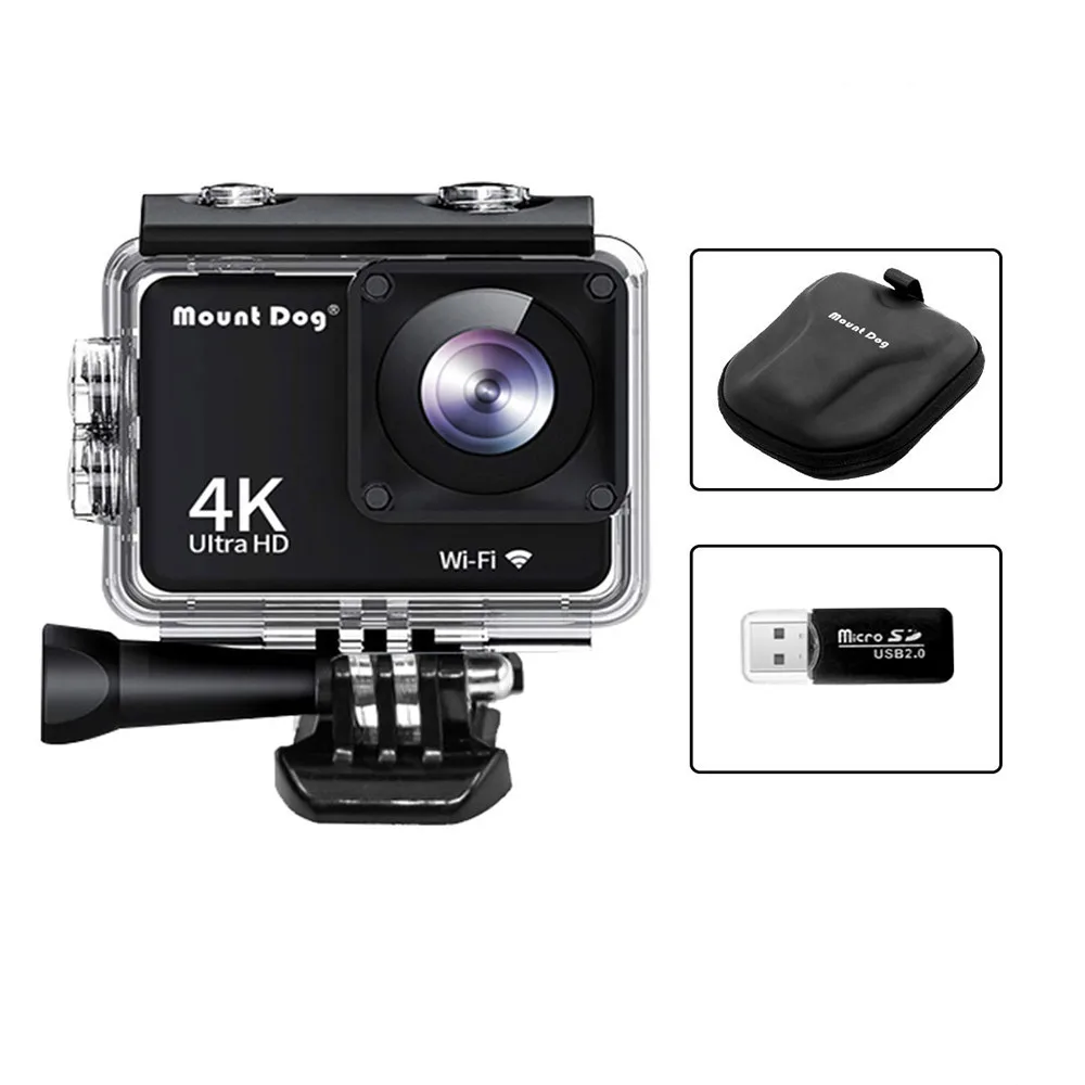 Mount tdog 2," HD 4K водонепроницаемая Спортивная экшн-камера 30 кадров в секунду 170 градусов для подводного спорта Go Sport Cam Запись видео WiFi профессиональная камера s