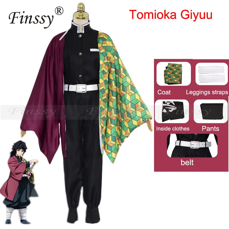 Аниме Demon Slayer: Kimetsu no Yaiba Tomioka Giyuu кимоно униформа косплей костюм кукла с париком s-xxl размер костюмы на Хэллоуин