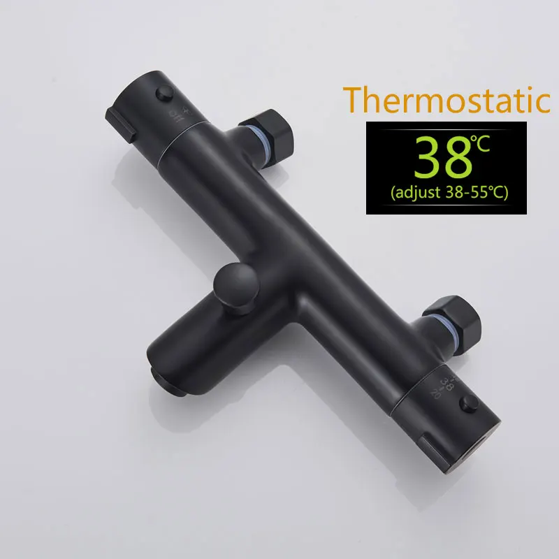 Bathtub Faucet Wall Mounted Tub Sink Thermostatic Shower Black Dual Handle With Handshower Bathroom Bath Shower Set  Mixer Tap 2