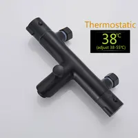Bathtub Faucet Wall Mounted Tub Sink Thermostatic Shower Black Dual Handle With Handshower Bathroom Bath Shower Set  Mixer Tap 2