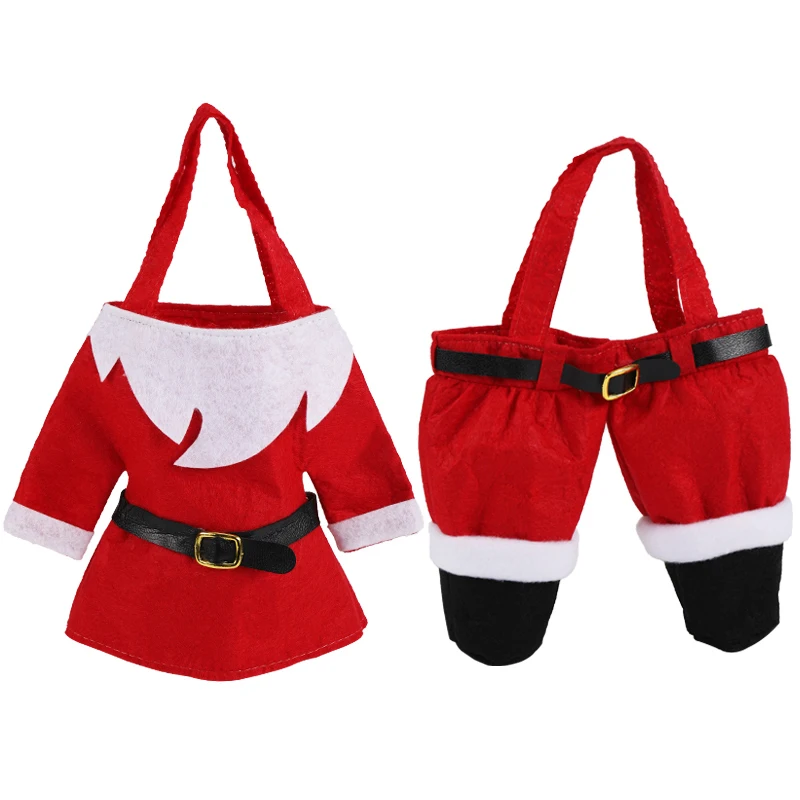 Christmas Santa Pants Candy Bags Wine Tops+Pants Bottle Cover Xmas Decor Gift