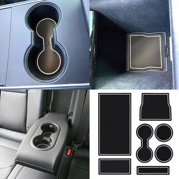 

Wear resistant Gate Slot Mats For Tesla Decoration Protection Cup Holder 7Pcs Center