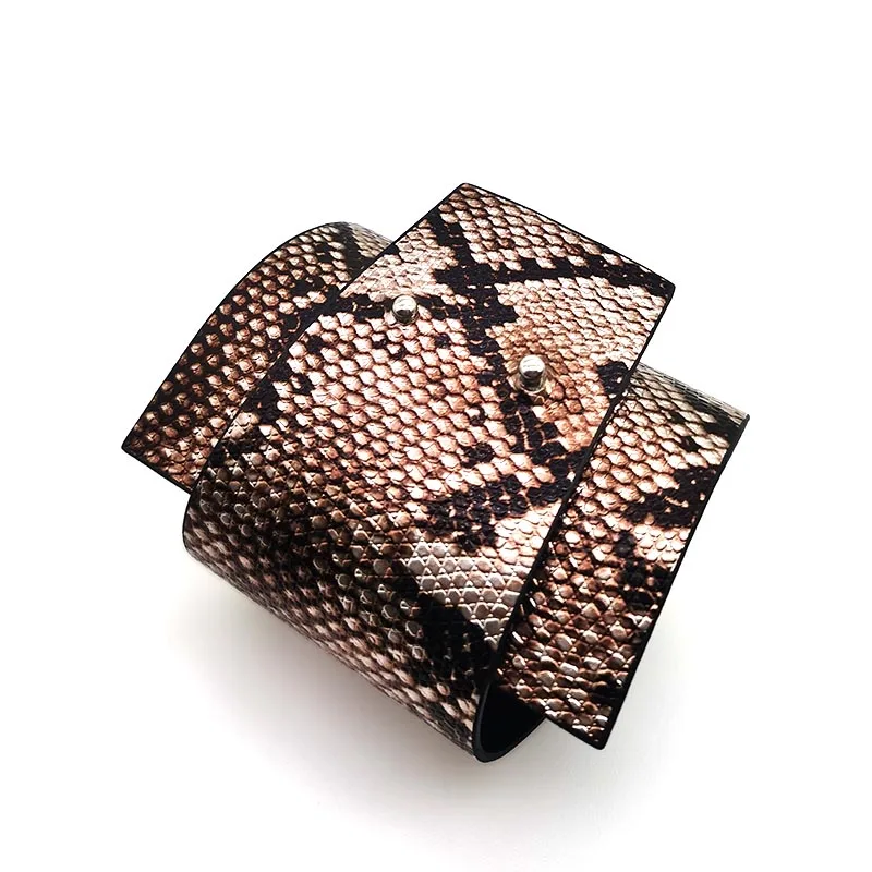 Женский кожаный браслет с трещинами в виде змеи винтажное ювелирное изделие