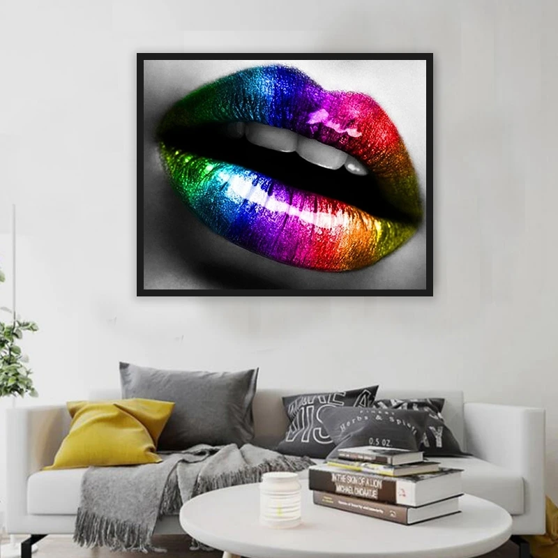 

Sexy Lips Diamond Painting Woman DIY 5D Full Square Round Diamond Embroidery Rhinestones Mosaic Kits Home Decor Craft Gift