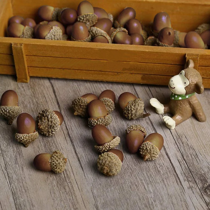 Искусственные желуди, 100 шт Поддельные Nutty для дома наполнитель для сосудов Декор фотографии реквизит Рождественские украшения аксессуары