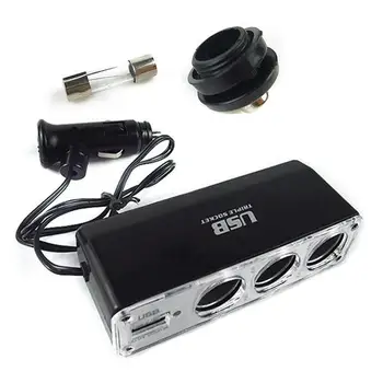 

Car One Drag Three Cigarette Lighter 12V With USB Interface Charger One Drag Three Car Power Distributor