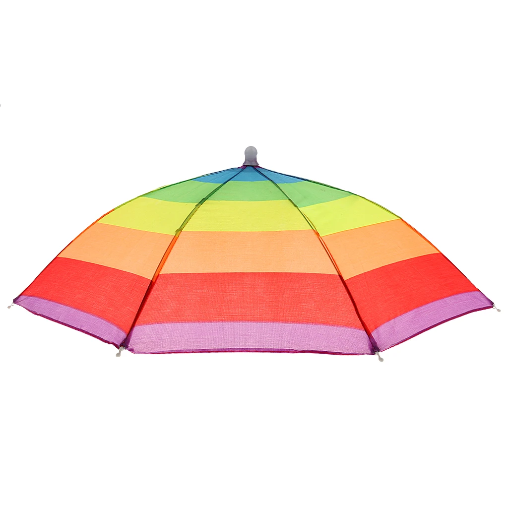 Rainbow Sun Rain Protection Umbrella Hat Kids Children Outdoor Headwear Para for Camping Fishing Hunting Hiking