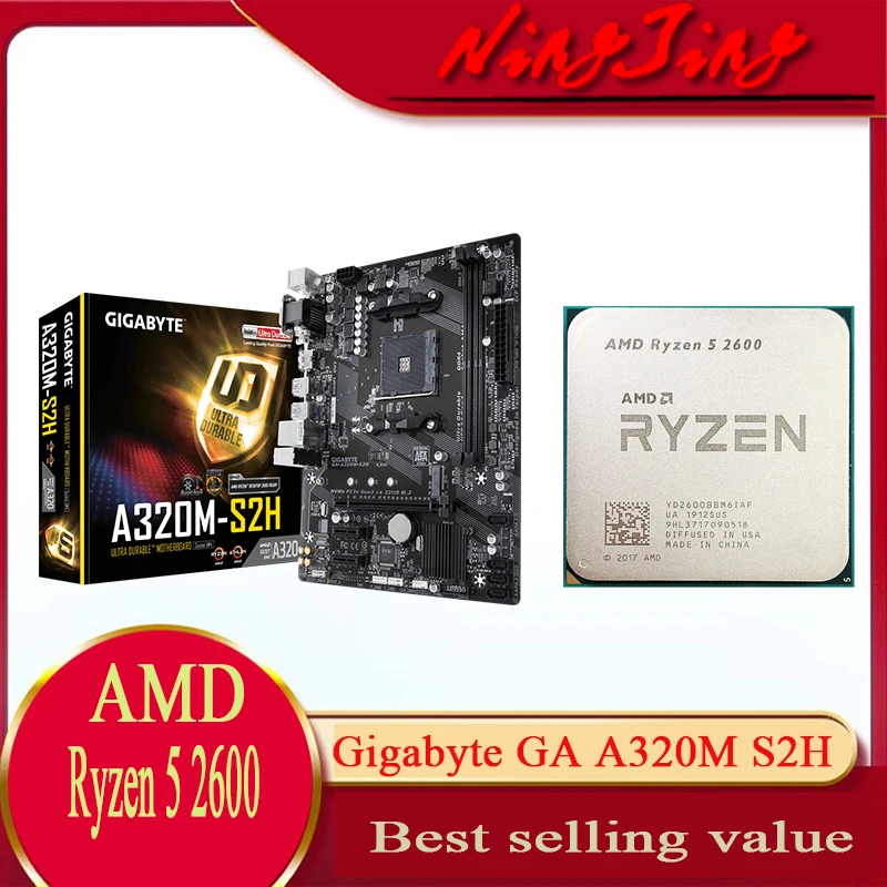 AMD Ryzen 5 2600 R5 2600 Original CPU + Gigabyte GA A320M S2H Original