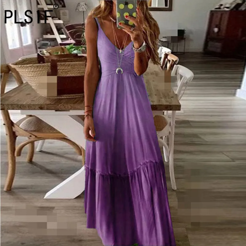 Богемное стильное свободное изящное длинное платье с высокой талией женское