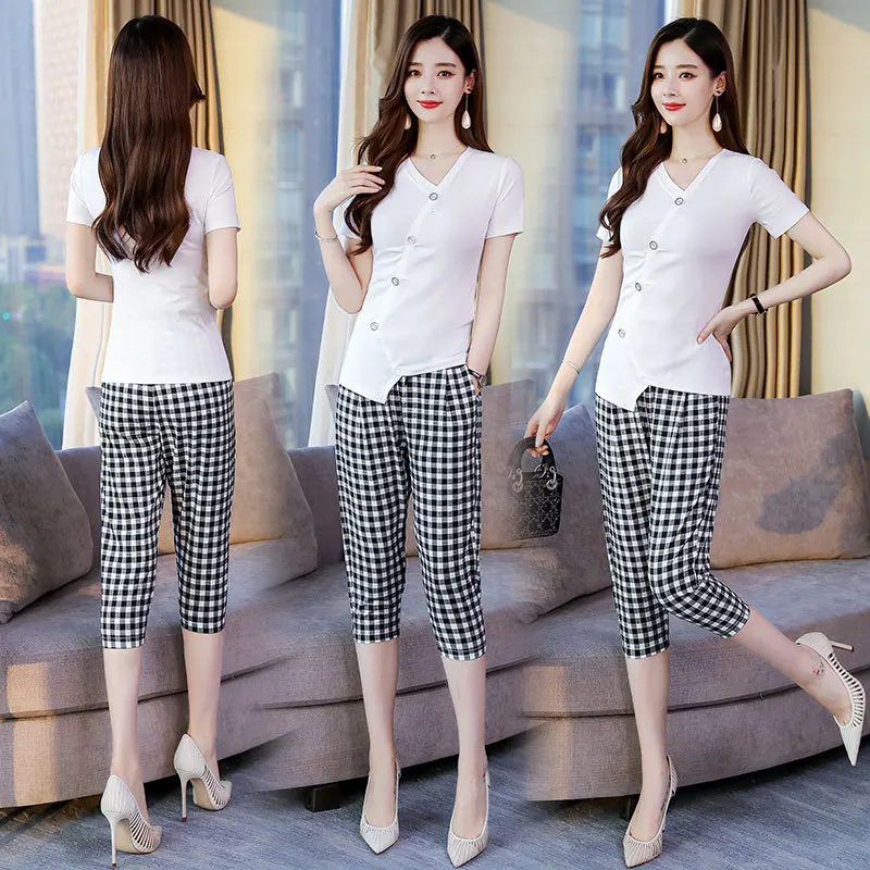 

2019 Summer Fashion Comfortable Set/Suit Skirt Slim Fit Short Sleeve Elegant Elegant