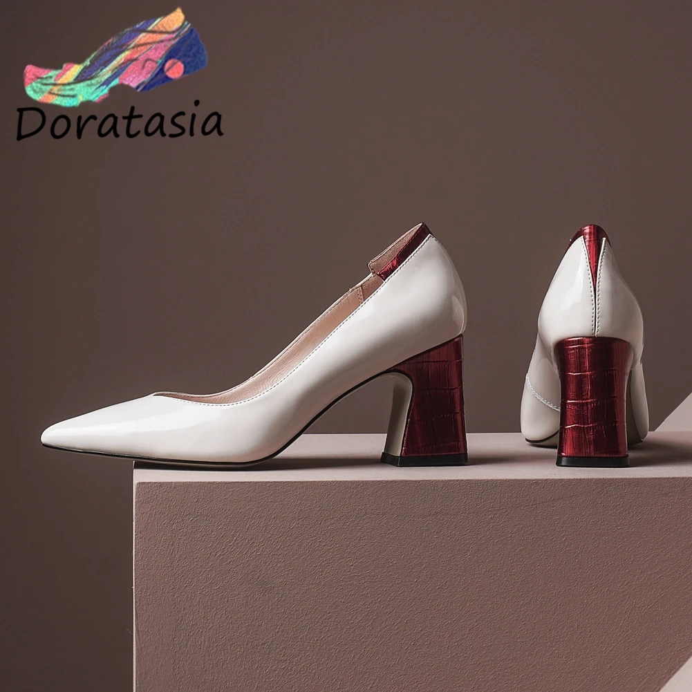 

DORATASIA Pointed Toe Genuine Leather Shoes High Heels Office Pumps Women Bonjomarasia Spring Autumn Concise Ol Pumps