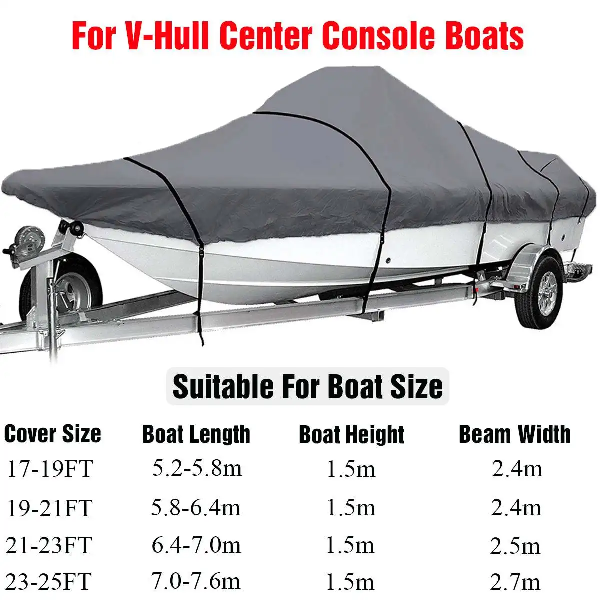 17-25FT водонепроницаемый чехол для лодки морской класса 210D Trailerable v-корпус рыболовный лыжный Солнцезащитный УФ-протектор для лодки швартовка