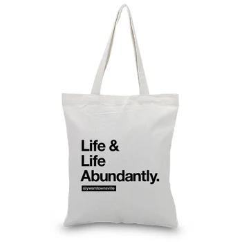 

TEXT Printing Canvas Tote Bag Daily Use Text DIY Custom Print Logo Handbag Eco Reusable Shopping Bag Recycle