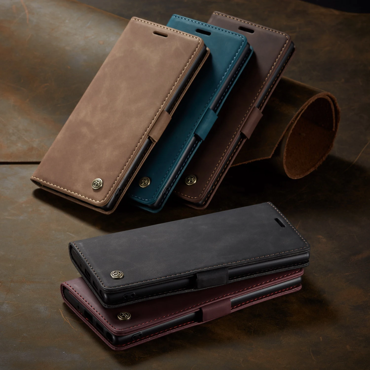 

Suitable For Samsung Galaxy Note10 S10 S9 S8 A70 A30 A50 A80 Case, The Business Grade Retro Matte Soft PU Mobile Phone Case