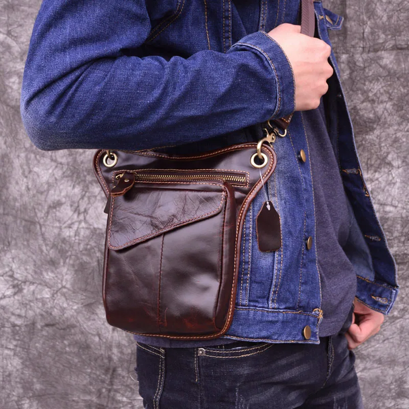 Мужская нагрудная сумка AETOO саквояж на плечо из натуральной кожи дорожный