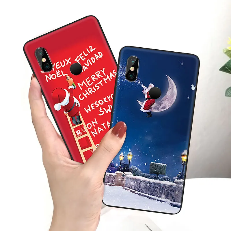 Рождественские чехлы из ТПУ для телефонов Xiaomi Redmi Note8 pro мягкий тонкий чехол S2 с
