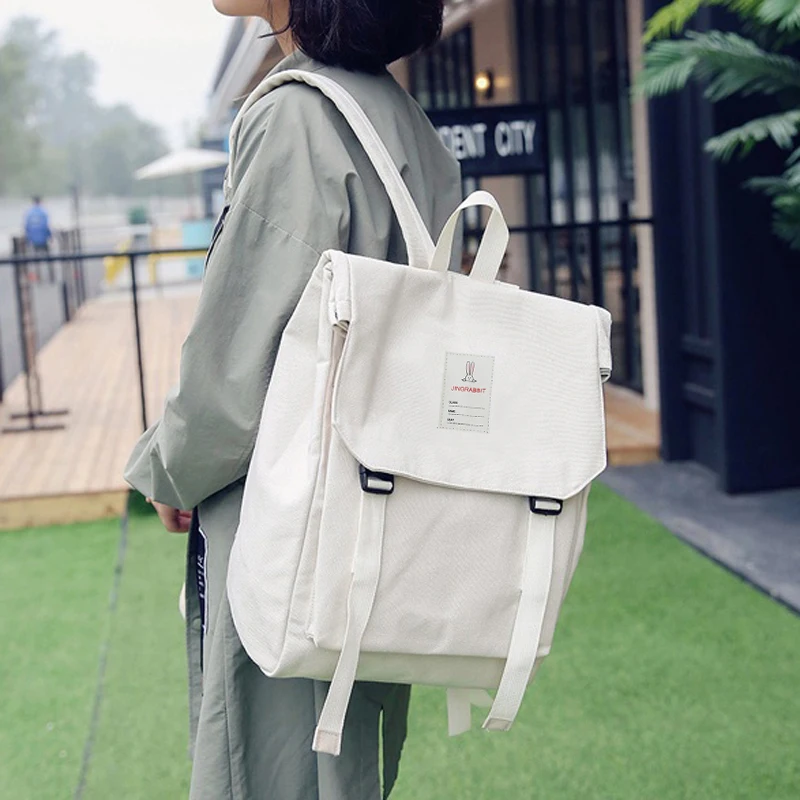 Canvas White Harajuku Ulzzang, женские вельветовые рюкзаки, корейский стиль, школьные сумки для колледжа, для девочек-подростков, женская сумка на плечо, дорожная сумка, mochilas - Цвет: Canvas White
