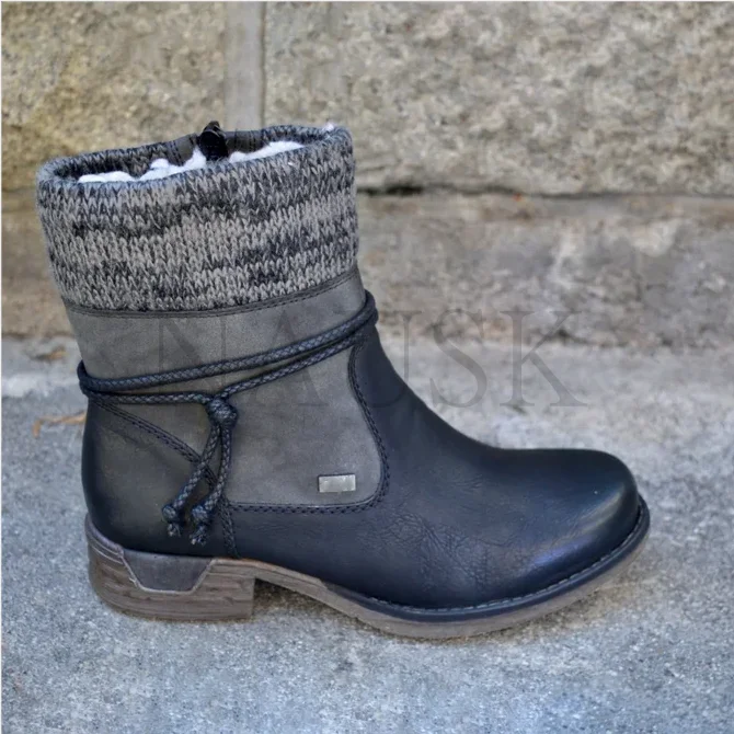 Botas básicas para mujer, botines de punta redonda con cremallera y plataforma, zapatos cálidos con cordones, de felpa, invierno, 2021|Botas hasta tobillo| - AliExpress