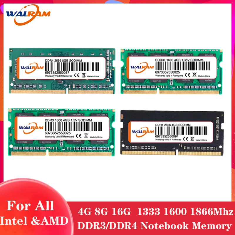 WAL оперативная Память ddr4 ddr3 8 ГБ 4 16 ОЗУ для ноутбука 1333 1600 1866 2400 2666 DDR3L 204pin Sodimm