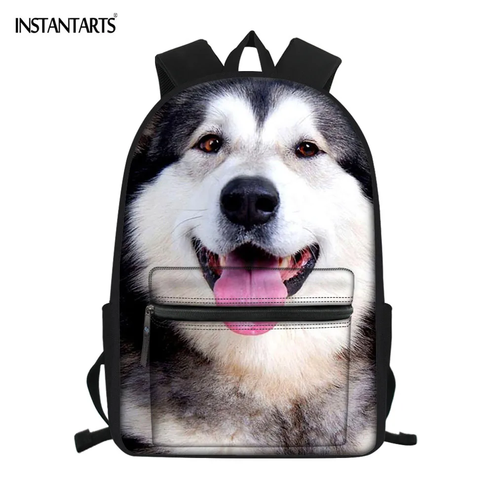 INSTANTARTS Siberian Husky 3D школьные сумки детские книжные сумки милые животные собака печать студентов большие школьные рюкзаки 3D рюкзак Mochila
