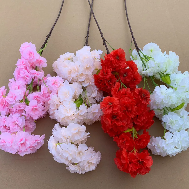 Plump flower Artificial Plants Plastic Fake Flowers Silk Cherry Blossom Branches For Wedding Home Decoration | Дом и сад