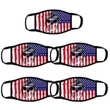 

5Pcs Cute 3D Print Cats USA Flag Cotton Mask Windproof Reusable Dustproof Mask 35EF
