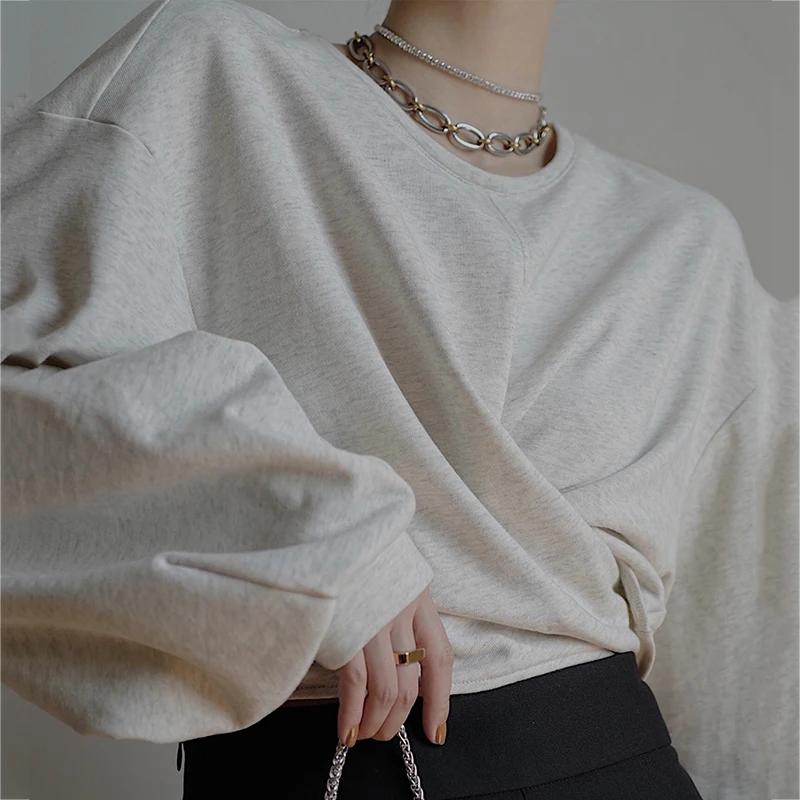 XITAO Irregular Bandage Solid Sweatshirt Women