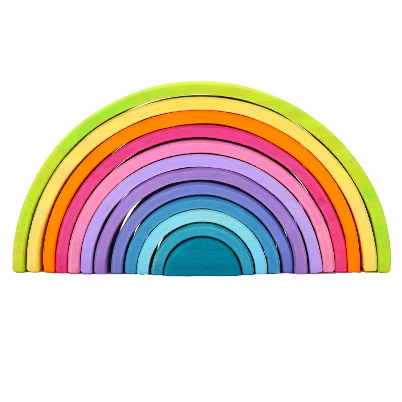 Радужные детские игрушки Arcoiris деревянные блоки игрушки для детей веселые игры строительные блоки Монтессори Деревянные развивающие игрушки - Цвет: WJ3536MKL