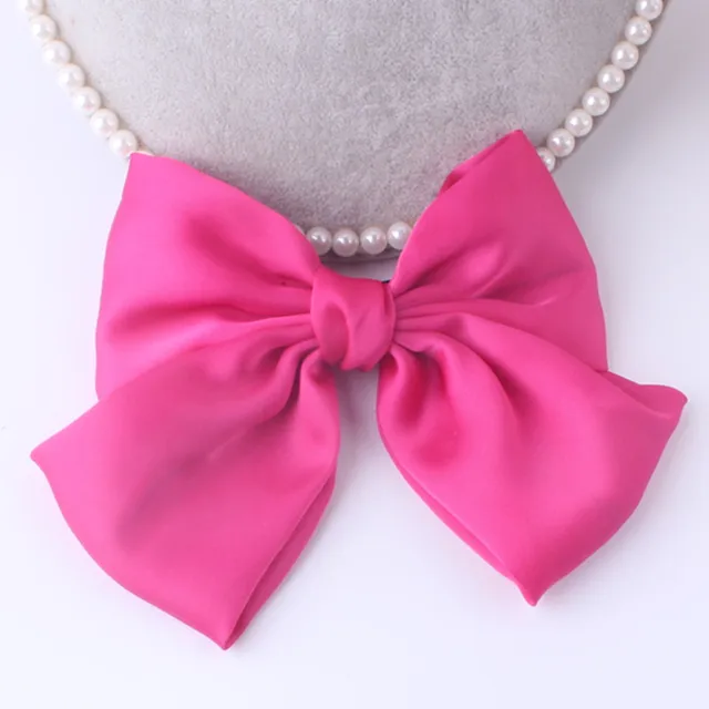 Fashion Ribbon Hairgrips Big Large Bow Hairpin For Women Girls Satin Trendy Ladies Hair Clip New Cute Barrette Hair Accessories rose Red