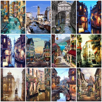 

HUACAN Painting By Numbers Venice City Pictures Gift Kits Drawing Canvas HandPainted Landscape Home Decor