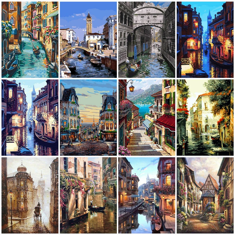 HUACAN Painting By Numbers Venice City Pictures Gift Kits Drawing Canvas HandPainted Landscape Home Decor