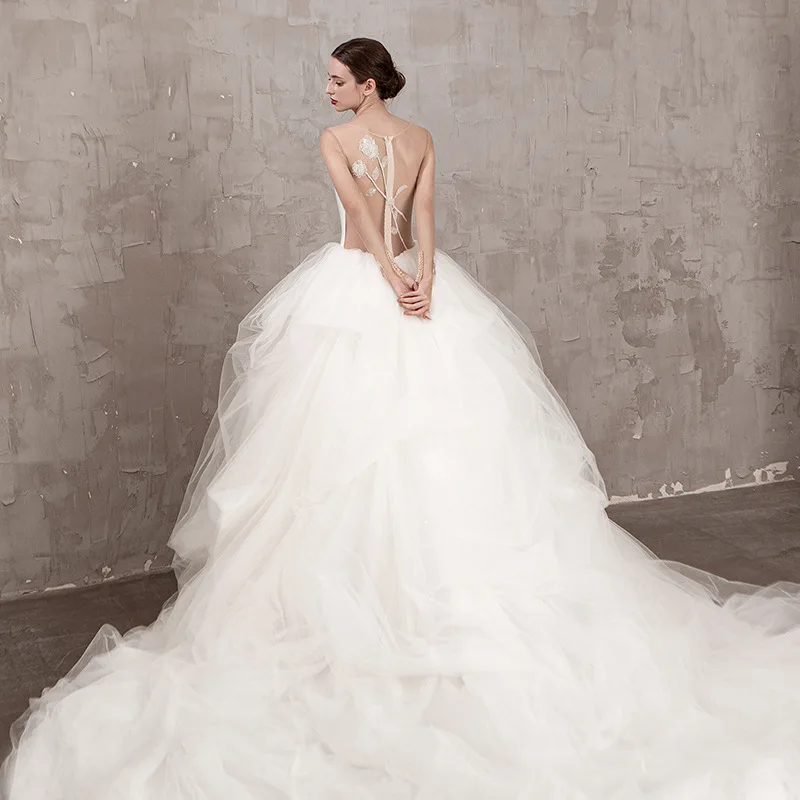 Fashion Wedding Party Dress with Detachable Train vestidos de novia