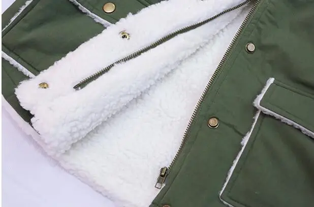 Girls' workwear cotton clothing autumn and winter new children's Korean version plus thick waist medium long lamb wool wool