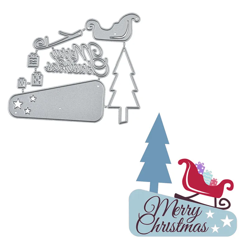 

YaMinSanNiO Merry Christmas Metal Cutting Dies Hillside Pine Dies Scrapbooking Album Die Cut Embossing Stencil Home Decorations