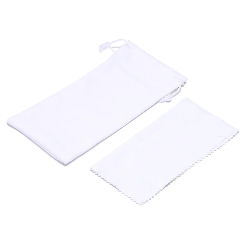 Iboode Чехол для очков из искусственной кожи, чистящие салфетки, держатель для хранения, сумка, ткань для объектива, экран камеры телефона, аксессуары для очков - Цвет: White Bag And Cloth