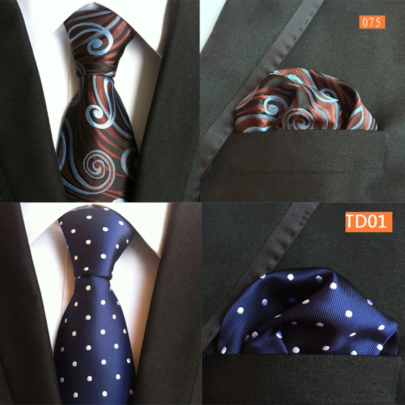 

Ricnais Fashion 8cm Silk Tie Set Bule Red Floral Polka Dot Handkerchief Necktie For Men Business Wedding Neck Ties Accessories