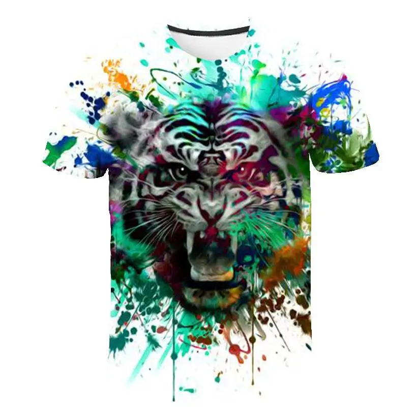 t shirt men Men Tops 2019 Summer Crown Lion 3D White Men T Shirt Fashion Animal Print T-shirt Men Casual Short Sleeve T-shirt