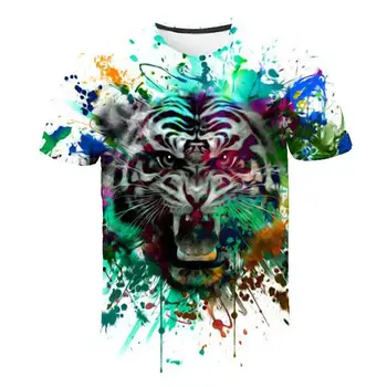 

t shirt men Men Tops 2019 Summer Crown Lion 3D White Men T Shirt Fashion Animal Print T-shirt Men Casual Short Sleeve T-shirt