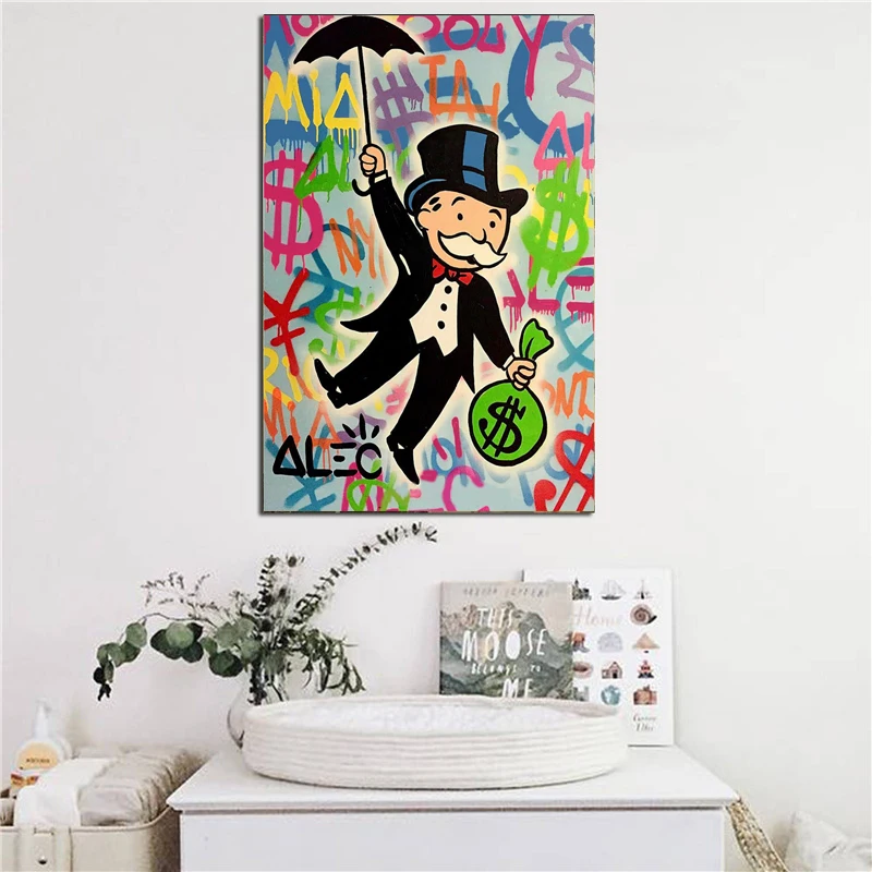 

Alec Monopolies Riding Money Popular Art Canvas Painting Print Bedroom Home Decoration Modern Wall Art Painting Poster Pictures
