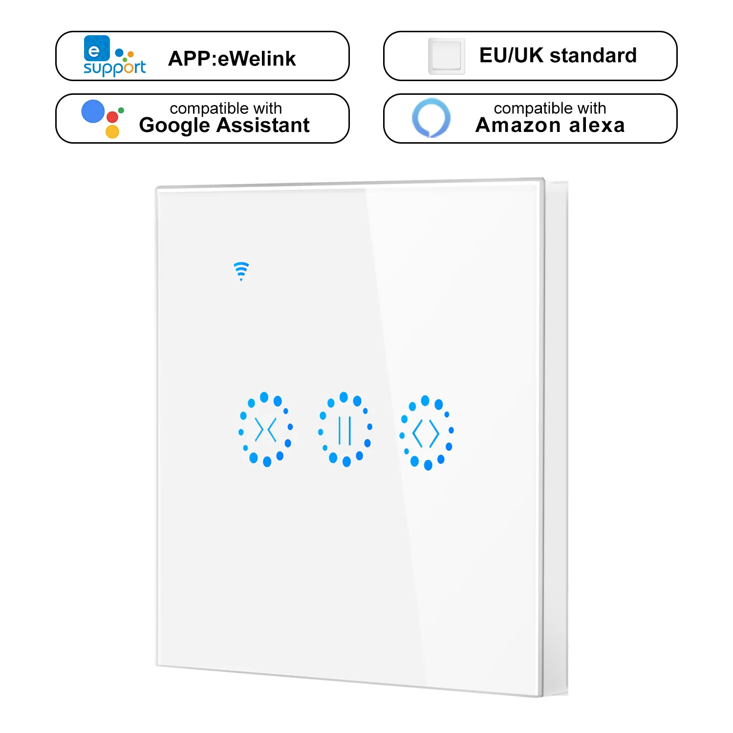 Приложение EWeLink Wifi Smart Touch занавес переключатель голосового управления Alexa и Google телефон управление для занавеска с электроприводом - Цвет: WHITE