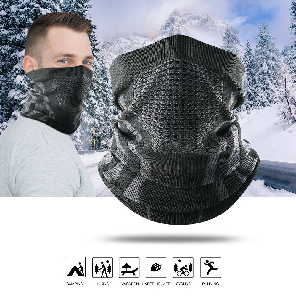 Winter Ring Tube Soft Bandana Mask Neck Gaiter Scarf Skiing Snowboard Windproof Half Face Cover Warmer Scarves Hood Women Men