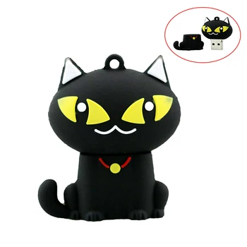 

Pen driver cartoon Black Cat Pendrive 8g16gb 32gb 128 4 64 256 gb Cle USB Flash drive Disk usb key 2.0 Animal U Disk mini Gift