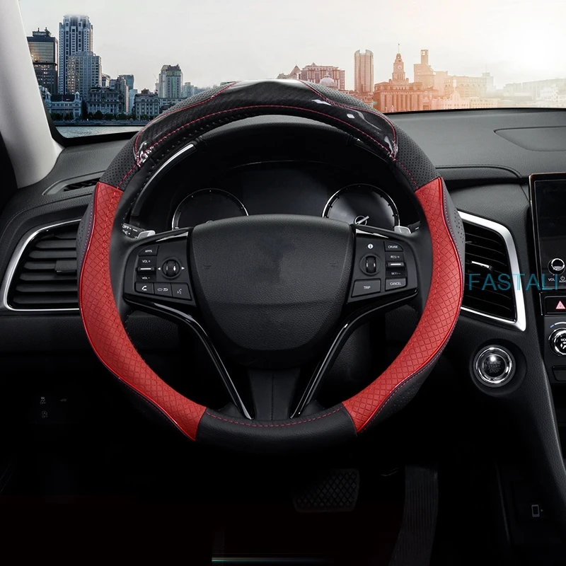 As picture Для Honda FIT JAZZ- кожаный чехол на руль четыре сезона универсальный кожаный чехол на руль Нескользящие автомобильные запчасти - Цвет: As picture