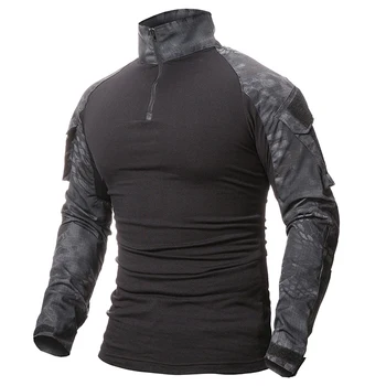 

New 2020 Camouflage Tshirt Men Military Army Camo Combat Tactical T Shirt Long Sleeve Turn-down Collar Multicam tee shirt homme
