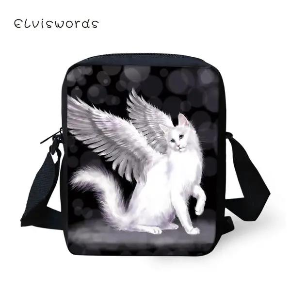 CDWX4058E ELVISWORDS модные женские сумки-мессенджеры Kawaii кошки шаблон девушки крест тела сумки мультфильм животных принты Путешествия Мини кошельки - Цвет: CDWX4058E
