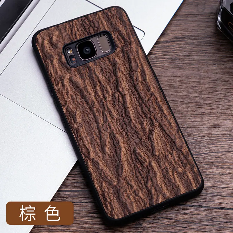 Брендовый чехол для телефона с рисунком дерева для samsung s10e, задняя крышка для телефона, защитный чехол, кожаный чехол для телефона для samsung a8 - Цвет: Темно-коричневый