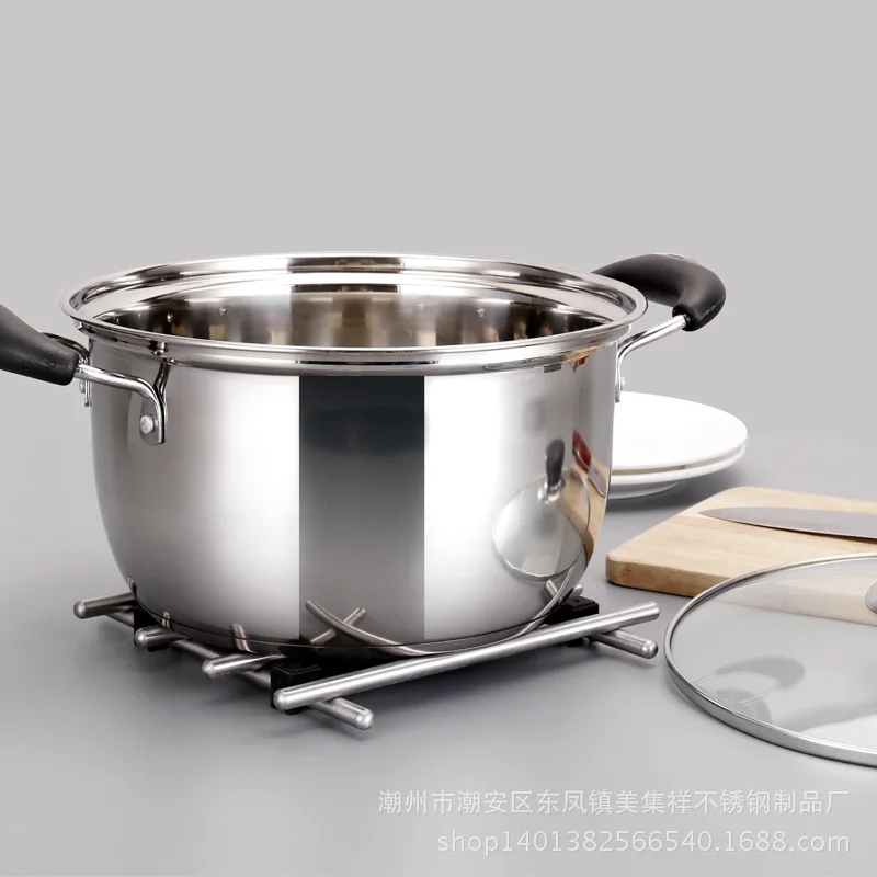 Online 1pcs Stainless Steel pot 1.5L 4L Double Bottom Soup Pot Nonmagnetic Cooking Multi purpose Cookware Non stick Pan general use