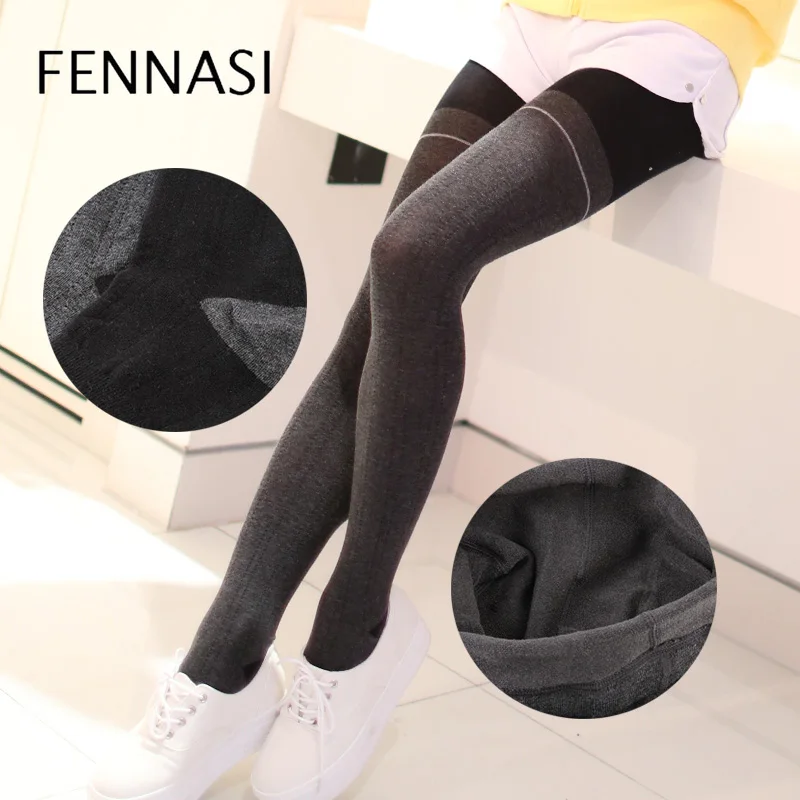 FENNASI зимние теплые сексуальные женские колготки Harajuku, Колготки с принтом, Черные Полосатые чулки с высокой талией, женские Плотные чулки, сексуальные серые